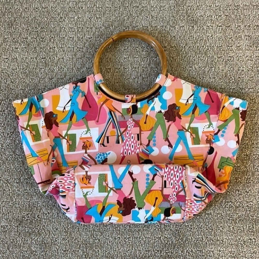 Neiman Marcous Bamboo Handle Mod Shopping Bag - Picture 2 of 4